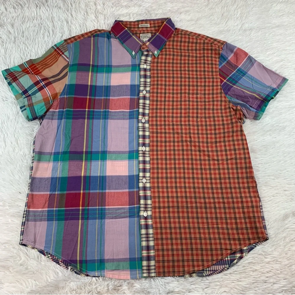 J‎ Crew Relaxed short-sleeve Indian madras button up shirt in mixed plaid